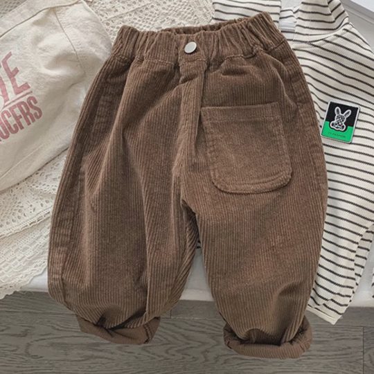 【18M-10Y】Boys Corduroy Solid Color Casual Pants