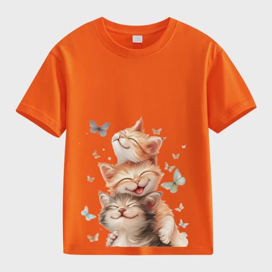 【2Y-13Y】Smiling Kittens & Butterflies Toddler T-Shirt