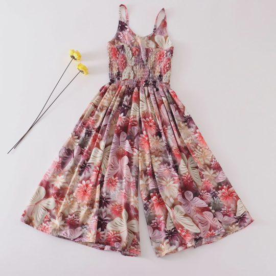 【4Y-14Y】Girls Multicolor Butterfly Flower Sling Bodysuit