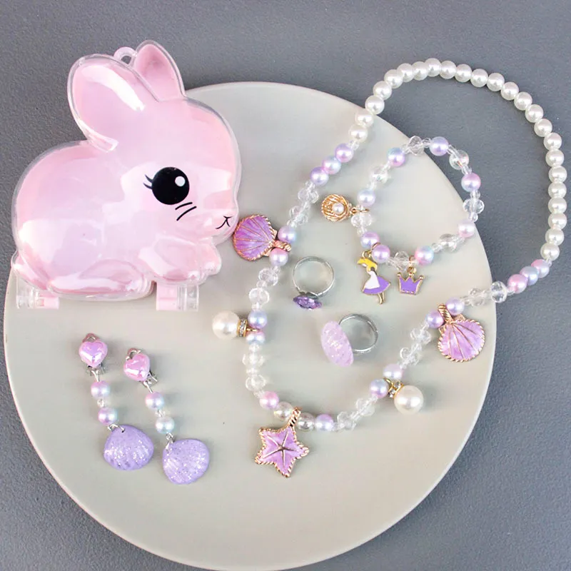 6-piece Girls Cute Unicorn Jewelry Set With Bunny Box