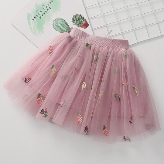 【18M-7Y】Girls' Embroidered Tulle Skirt