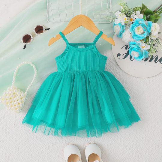 【3M-24M】Girls' Cute Solid Tulle Princess Dress