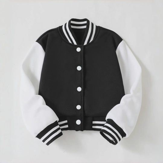 【4Y-10Y】Unisex Collegiate Colorblock Casual Varsity Jacket