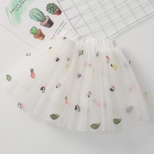 【18M-7Y】Girls' Embroidered Tulle Skirt