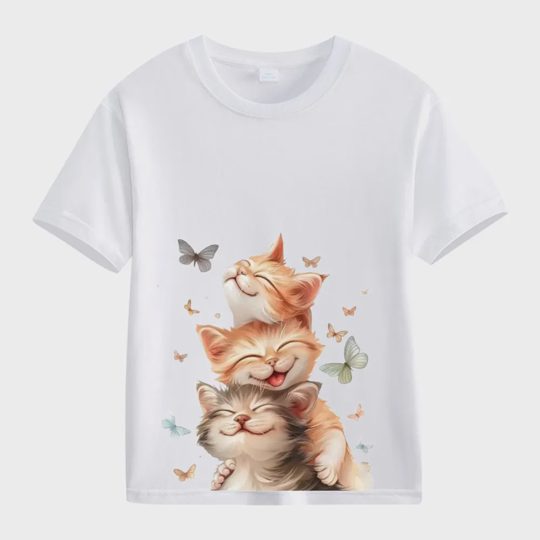【2Y-13Y】Smiling Kittens & Butterflies Toddler T-Shirt