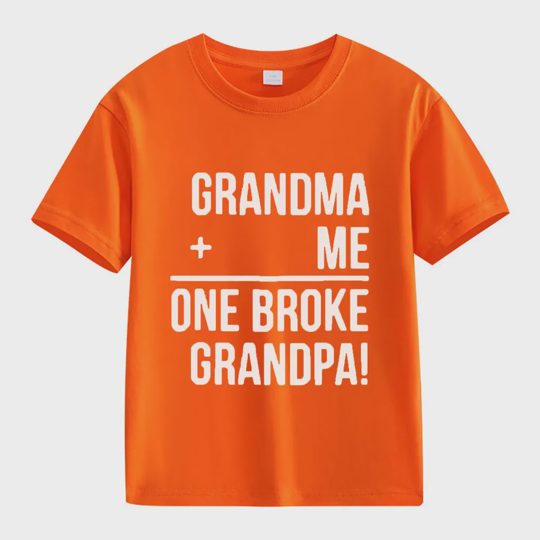 【2Y-13Y】"Grandma + Me = One Broke Grandpa" Funny Kids' T-Shirt