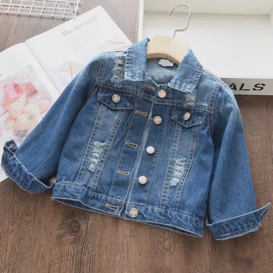 【18M-11Y】Unisex Kids Rainbow Horse Print Denim Jacket