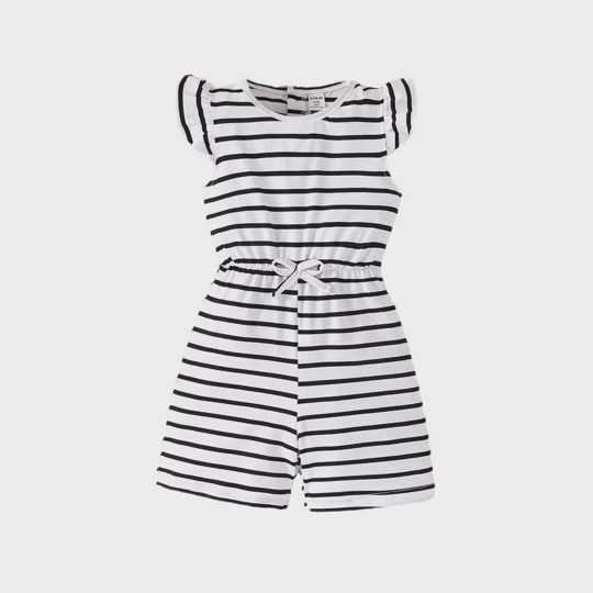 【3Y-7Y】Girls Casual Striped Jumpsuit