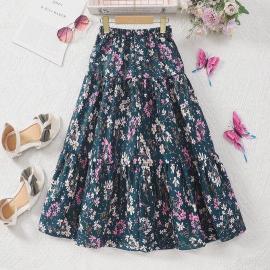【7Y-13Y】Girls' Floral Print Skirt