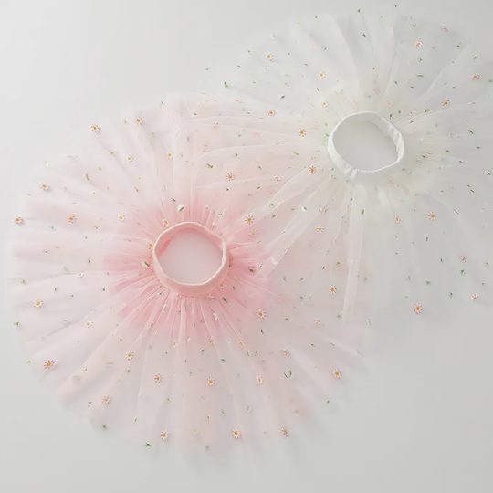 【18M-7Y】Girls' Daisy Embroidered Tulle Skirt