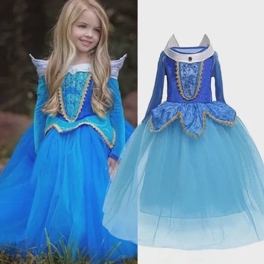 【3Y-10Y】Girls Sleeping Beauty Style Puffy Mesh Princess Dress