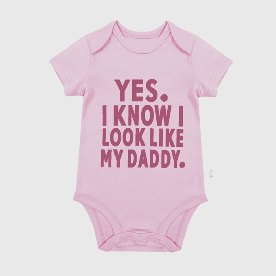 【0M-24M】Adorable Baby Bodysuit With "Yes, I Know I Look Like My Daddy" Print