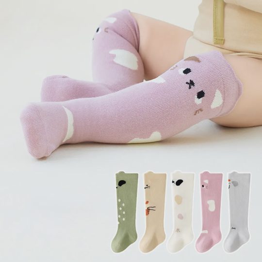 Baby Cute Cotton Cartoon Print High Elastic Knee Socks