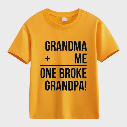 【2Y-13Y】"Grandma + Me = One Broke Grandpa" Funny Kids' T-Shirt