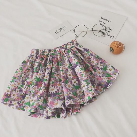 【18M-8Y】Girls' Cute Ditsy Floral Daisy Shorts