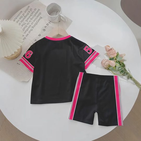 【18M-15Y】Girls' Versatile Number & Letter Print T-Shirt + Shorts Set