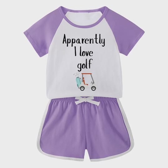 【18M-11Y】Toddler 'Apparently I Love Golf' 2-Piece Outfit