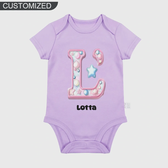 【0M-24M】Customized Star & Gem Letters Baby Bodysuit