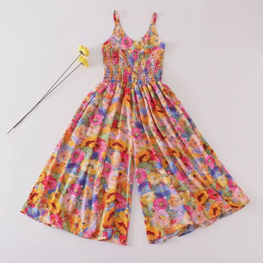 【4Y-14Y】Girls Multicolor Butterfly Flower Sling Bodysuit