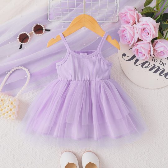 【3M-24M】Girls' Cute Solid Tulle Princess Dress