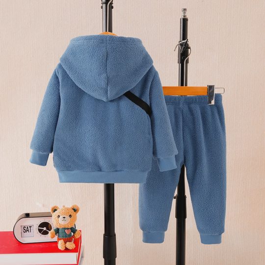 【6M-3Y】Boys' Solid Color Hooded Loungewear Set