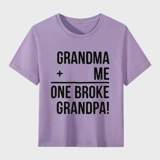【2Y-13Y】"Grandma + Me = One Broke Grandpa" Funny Kids' T-Shirt