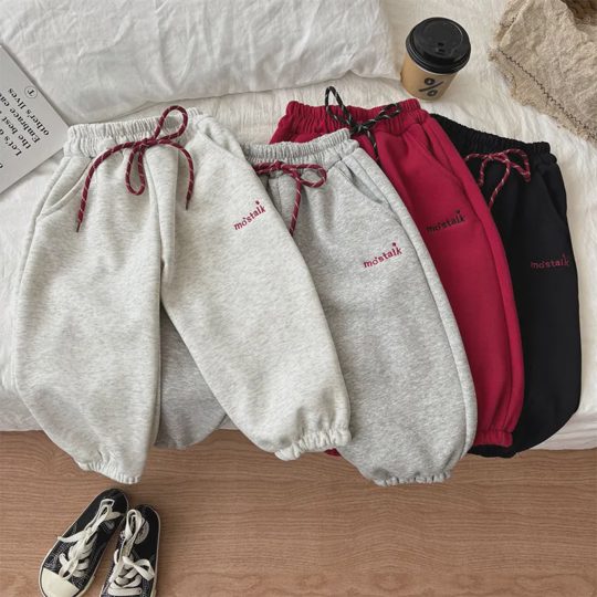 【12M-8Y】Boys Casual Fleece Keep Warm Pants