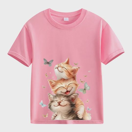 【2Y-13Y】Smiling Kittens & Butterflies Toddler T-Shirt