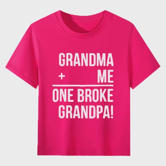 【2Y-13Y】"Grandma + Me = One Broke Grandpa" Funny Kids' T-Shirt