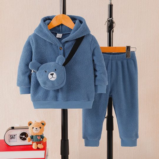 【6M-3Y】Boys' Solid Color Hooded Loungewear Set