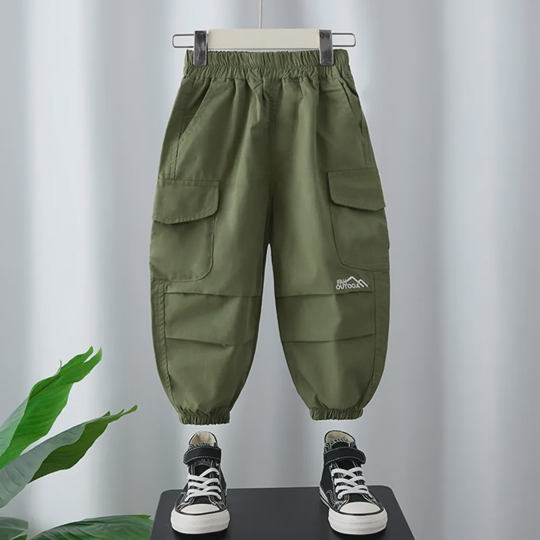【18M-12Y】Boys Casual Solid Color Loose Cargo Pants