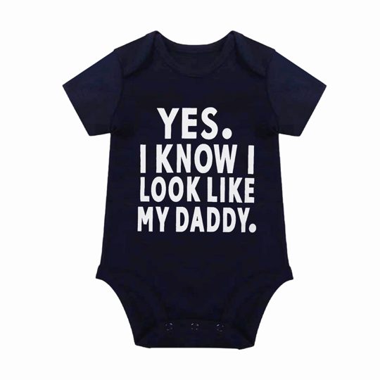 【0M-24M】Adorable Baby Bodysuit With "Yes, I Know I Look Like My Daddy" Print