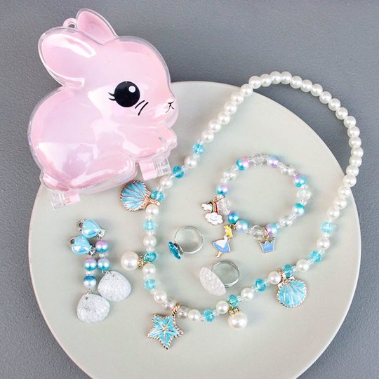 6-piece Girls Cute Unicorn Jewelry Set With Bunny Box