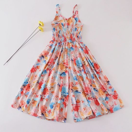 【4Y-14Y】Girls Multicolor Butterfly Flower Sling Bodysuit
