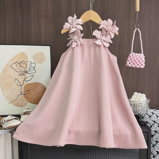 【18M-7Y】Girls' 3D Floral Spaghetti Strap Dress