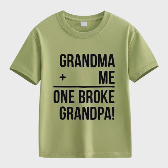 【2Y-13Y】"Grandma + Me = One Broke Grandpa" Funny Kids' T-Shirt